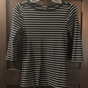 Striped 3/4 Length Cotton Tee